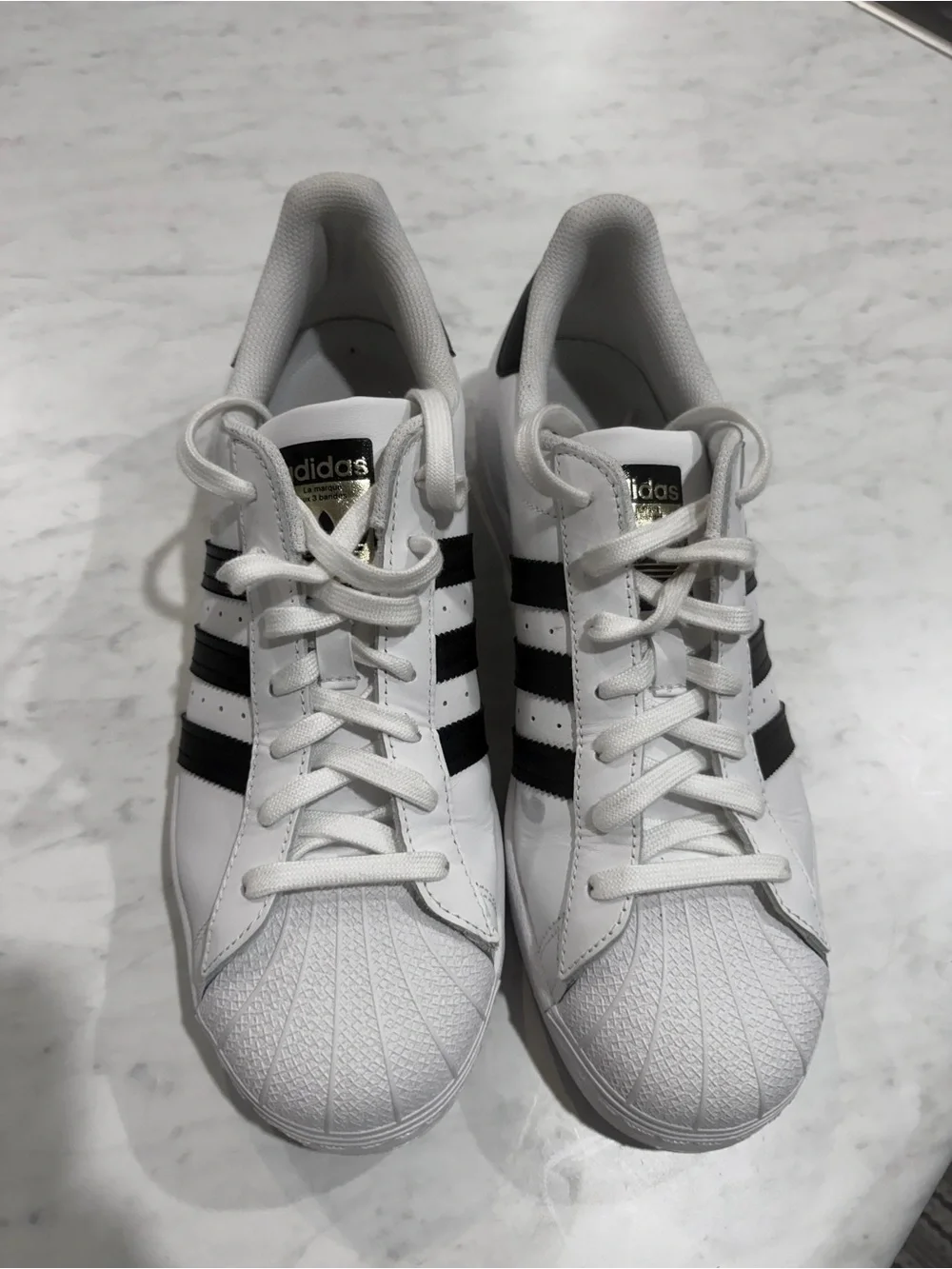 adidas White Sneakers with Black Stripes